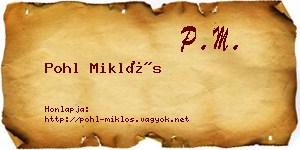 Pohl Miklós névjegykártya